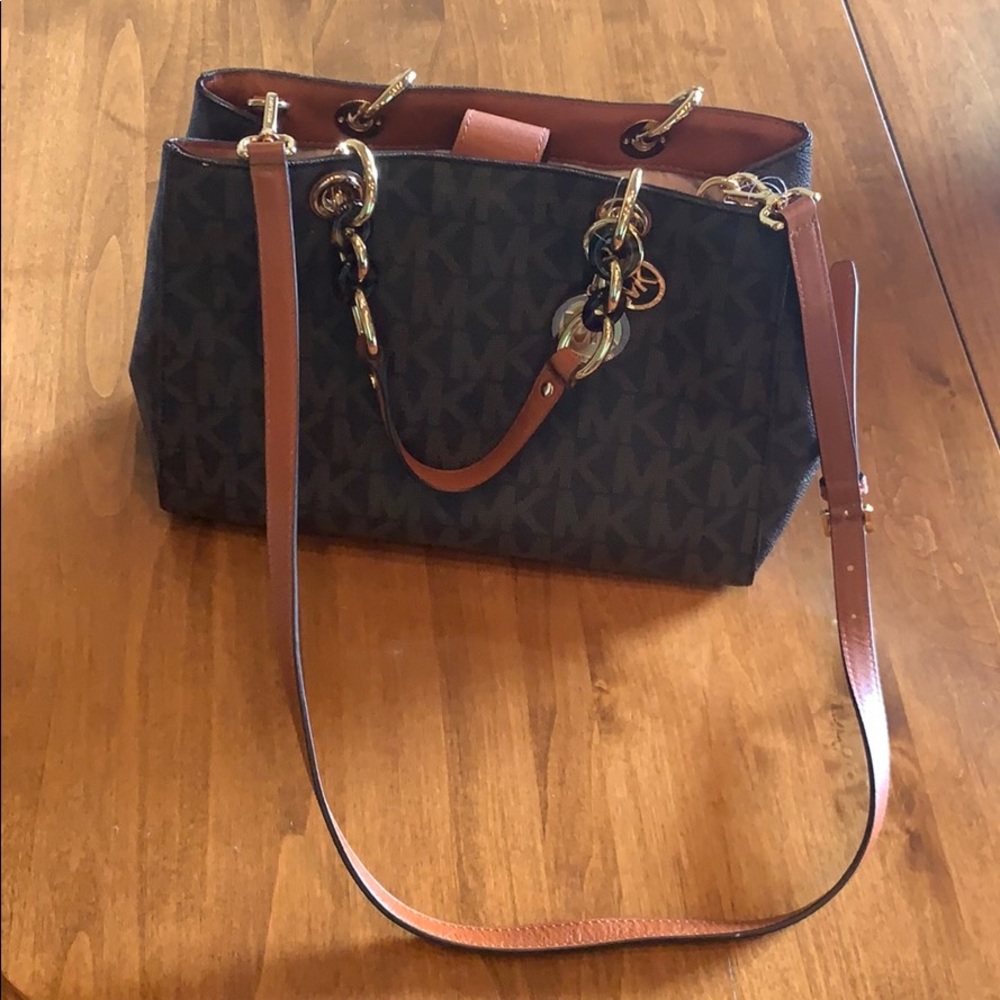 Michael Kors Brown Logo Leather Purse